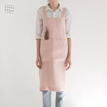 Sort de bucatarie roz din in - Linen Tales imagine