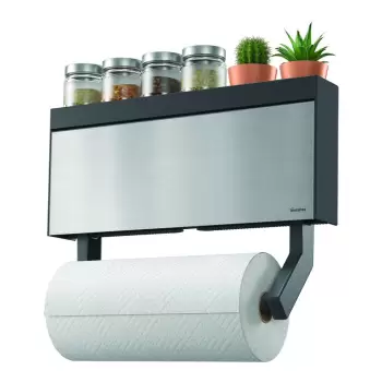 Suport de perete pentru prosoape de hartie si folii de bucatarie Metaltex Tango Inox imagine