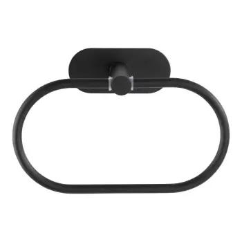 Suport de perete pentru prosoape din otel inoxidabil Wenko Orea Ring Turbo-Loc(R), negru mat imagine