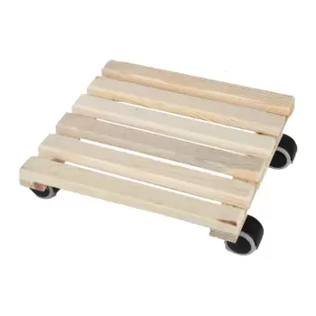 Suport din lemn cu roti pentru ghivece Esschert Design, 29 x 29 cm imagine