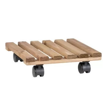 Suport din lemn cu roti pentru ghivece Esschert Design Nature, 29 x 29 cm, maro imagine
