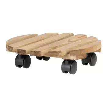 Suport din lemn cu roti pentru ghivece Esschert Design Nature, o 29 cm, maro imagine