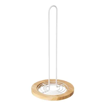 Suport vertical pentru prosoape de bucatarie din hartie alb-in culoare naturala din metal o 15 cm - Casa Seleccion imagine