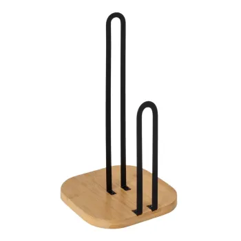Suport vertical pentru prosoape de bucatarie din hartie negru-in culoare naturala din metal - Casa Seleccion imagine