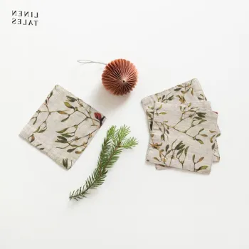 Suporturi pahare din in cu model de Craciun 4 buc. - Linen Tales imagine