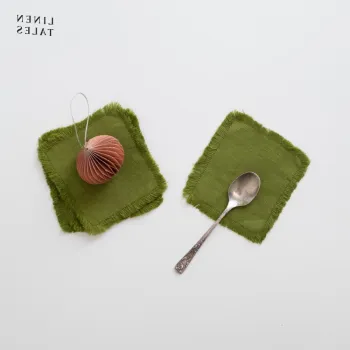 Suporturi pahare din in verde 4 buc. - Linen Tales imagine