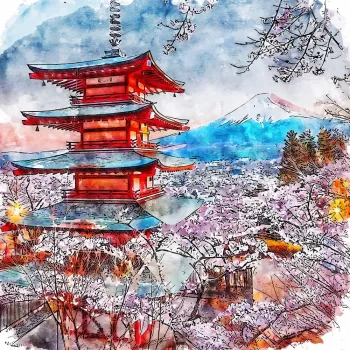 Tablou 30x30 cm Chureito Pagoda - Fedkolor imagine
