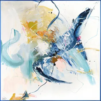 Tablou cu detalii pictate manual 102x102 cm Confidential Blue - Malerifabrikken imagine