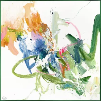 Tablou cu detalii pictate manual 102x102 cm Confidential Green - Malerifabrikken imagine