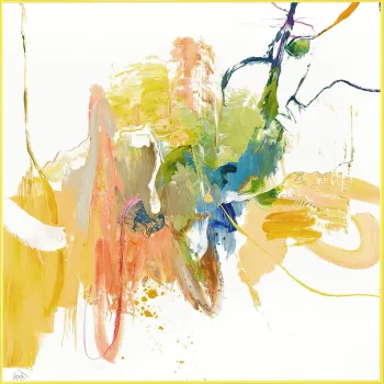 Tablou cu detalii pictate manual 102x102 cm Confidential Yellow - Malerifabrikken imagine