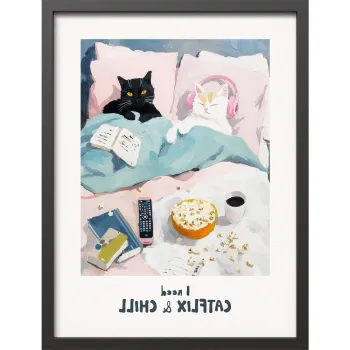 Tablou cu rama imprimat 30x40 cm Catflix - Styler imagine