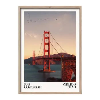 Tablou cu rama imprimat 50x70 cm Golden Gate - Styler imagine