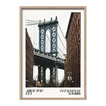 Tablou cu rama imprimat 50x70 cm NY Bridge - Styler imagine