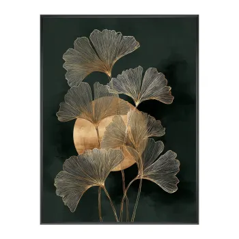 Tablou cu rama imprimat 60x80 cm Gold Ginkgo - Styler imagine