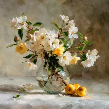 Tablou cu rama imprimat 70x70 cm Apple Flowers - Styler imagine