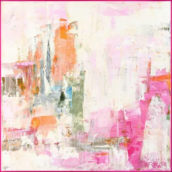Tablou cu ramAf/pe pAcnzAimprimat/cu elemente pictate manual 102x102 cm New Age Pink aEURMalerifabrikken imagine