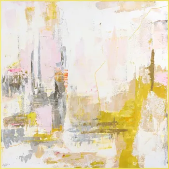 Tablou cu ramAf/pe pAcnzAimprimat/cu elemente pictate manual 102x102 cm New Age Yellow aEURMalerifabrikken imagine