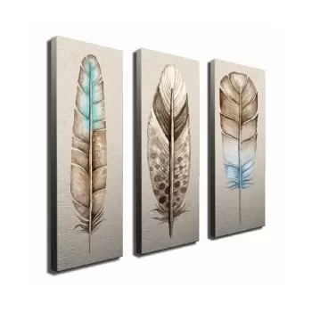 Tablou din 3 piese pe panza Feathers imagine