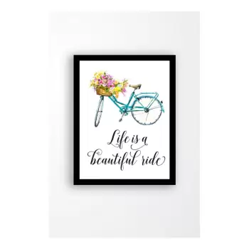 Tablou pe panza in rama neagra Tablo Center Bicycle, 29 x 24 cm imagine