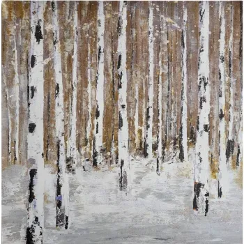 Tablou pictat manual 70x70 cm Birch Wood - Wallity imagine