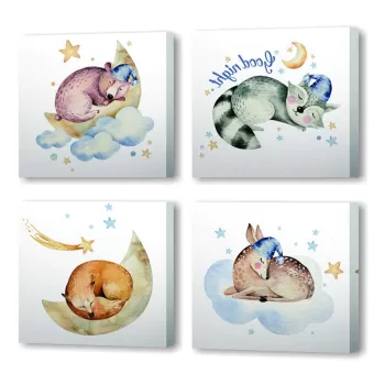 Tablouri 4 buc. 30x30 cm Good Night - Wallity imagine