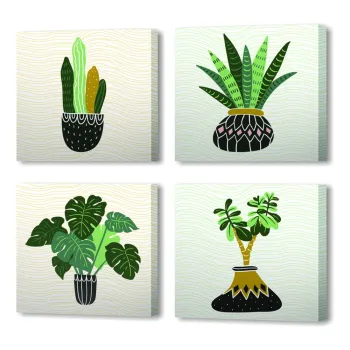Tablouri 4 buc. 30x30 cm Plants - Wallity imagine