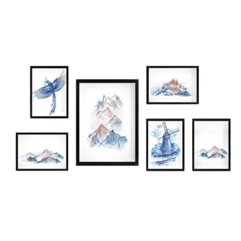 Tablouri 6 buc. Watercolor - Wallity imagine