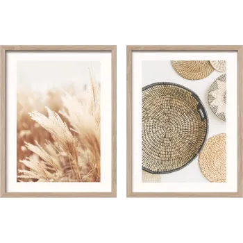 Tablouri cu rama 2 buc. imprimate 30x40 cm Full Beige - Styler imagine