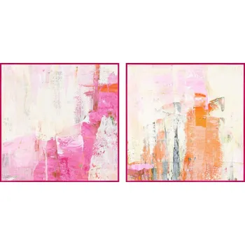 Tablouri cu ramAf/pe pAcnzA2 buc. imprimate/cu elemente pictate manual 41,5x41,5 cm New Age Pink aEURMalerifabrikken imagine