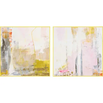 Tablouri cu ramAf/pe pAcnzA2 buc. imprimate/cu elemente pictate manual 41,5x41,5 cm New Age Yellow aEURMalerifabrikken imagine