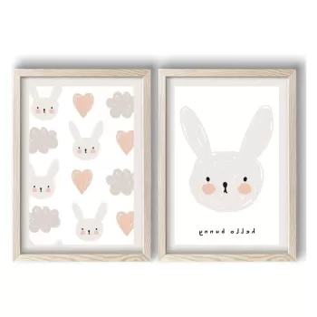Tablouri pentru copii 2 buc. 38x53 cm Hello Bunny - Wallity imagine
