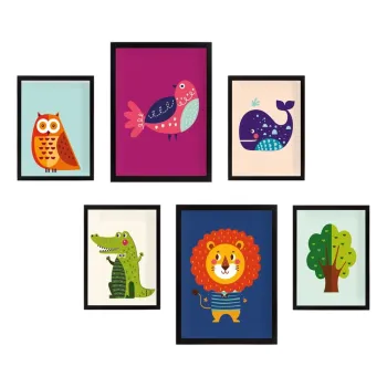 Tablouri pentru copii 6 buc. Animals - Wallity imagine