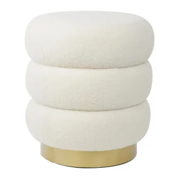 Taburet alb cu tapiterie din stofa boucle Kimi - Light & Living imagine