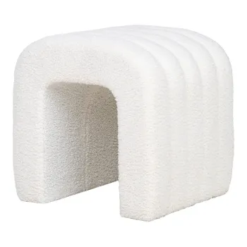 Taburet alb cu tapiterie din tesatura boucle Colma - House Nordic imagine