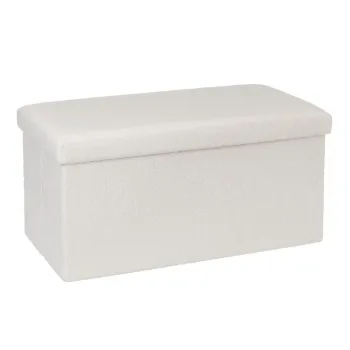 Taburet alb cu tapiterie din tesatura boucle Ecru - Casa Seleccion imagine