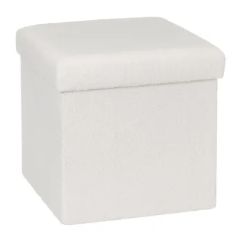 Taburet alb cu tapiterie din tesatura boucle Ecru - Casa Seleccion imagine