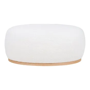 Taburet alb cu tapiterie din tesatura boucle Manhattan - House Nordic imagine