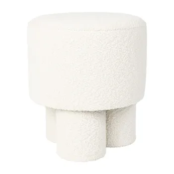 Taburet alb cu tapiterie din tesatura boucle Marcos - White Label imagine