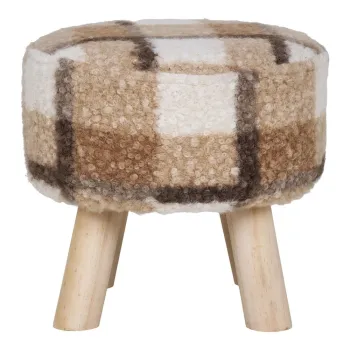 Taburet alb/maro cu tapiterie din tesatura boucle Aberdeen - House Nordic imagine