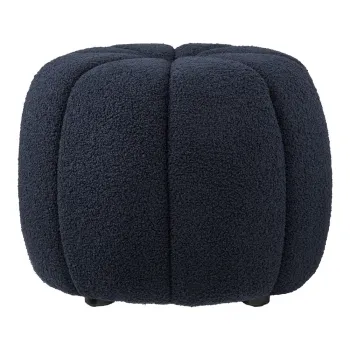 Taburet albastru inchis cu tapiterie din tesatura boucle Paisley - House Nordic imagine