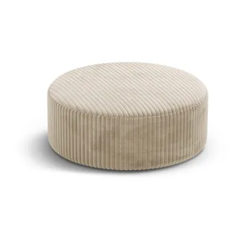 Taburet bej cu tapiterie din catifea reiata Dia - Micadoni imagine