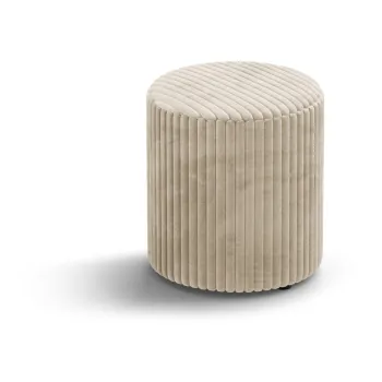 Taburet bej cu tapiterie din catifea reiata Dia - Micadoni imagine