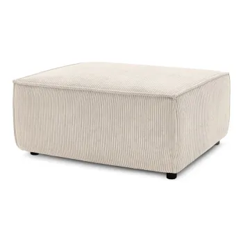 Taburet bej cu tapiterie din catifea reiata Nihad - Bobochic Paris imagine