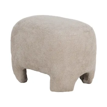 Taburet bej cu tapiterie din chenille - Ixia imagine