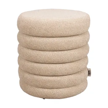 Taburet bej cu tapiterie din tesatura boucle Fern - Dutchbone imagine