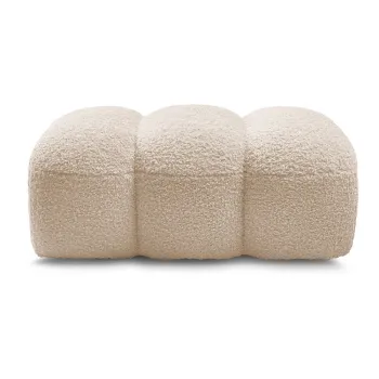 Taburet bej cu tapiterie din tesatura boucle Hippolyte - Bobochic Paris imagine