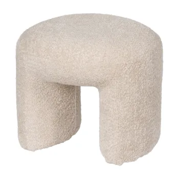 Taburet bej cu tapiterie din tesatura boucle Suave - Ixia imagine