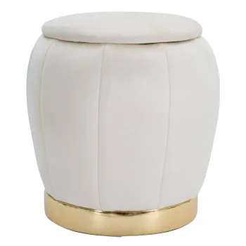 Taburet crem cu tapiterie din catifea Paris - Mauro Ferretti imagine