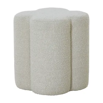 Taburet crem cu tapiterie din stofa boucle Nalani - Light & Living imagine