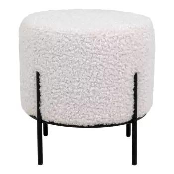 Taburet cu husa din blana artificiala House Nordic Alford, alb imagine